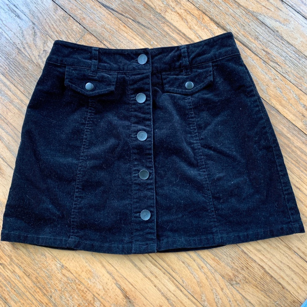 Black velvet corduroy skirt